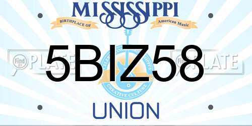 5BIZ58 Mississippi License Plate