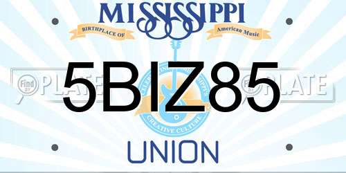 5BIZ85 Mississippi License Plate