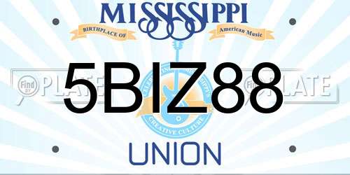 5BIZ88 Mississippi License Plate