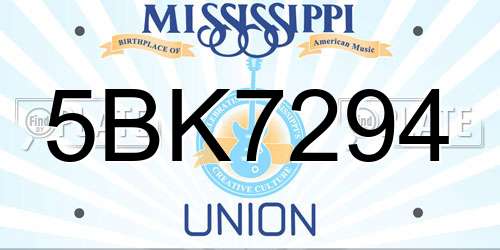 5BK7294 Mississippi License Plate
