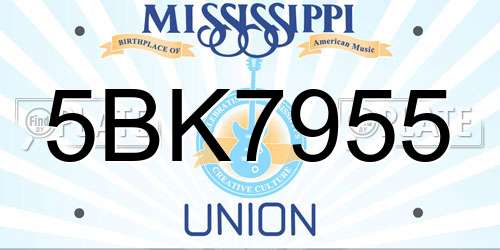 5BK7955 Mississippi License Plate