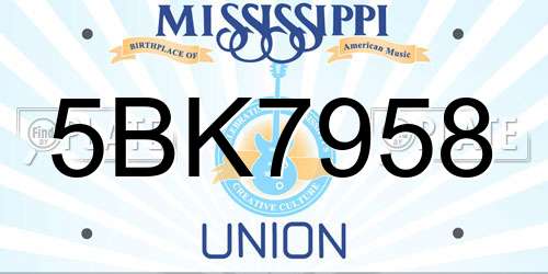 5BK7958 Mississippi License Plate