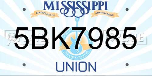 5BK7985 Mississippi License Plate