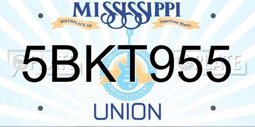 5BKT955 Mississippi License Plate