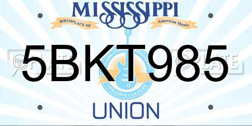 5BKT985 Mississippi License Plate