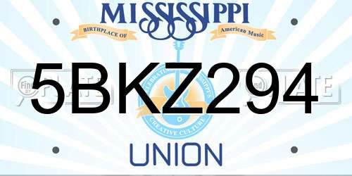 5BKZ294 Mississippi License Plate