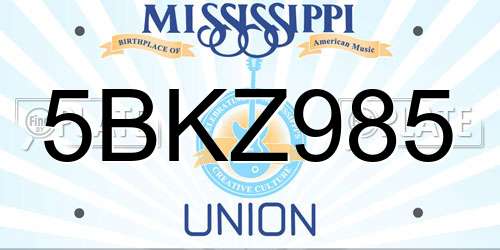 5BKZ985 Mississippi License Plate