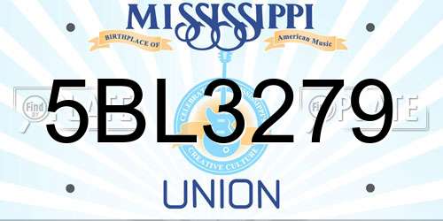 5BL3279 Mississippi License Plate