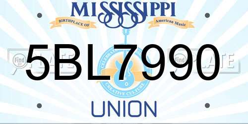 5BL7990 Mississippi License Plate