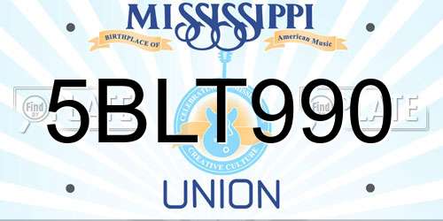 5BLT990 Mississippi License Plate