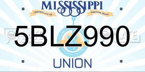 5BLZ990 Mississippi License Plate