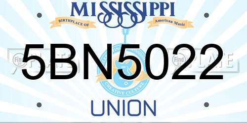 5BN5022 Mississippi License Plate