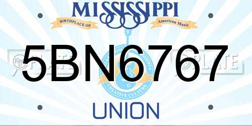 5BN6767 Mississippi License Plate