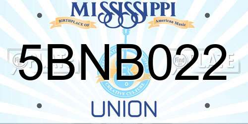 5BNB022 Mississippi License Plate