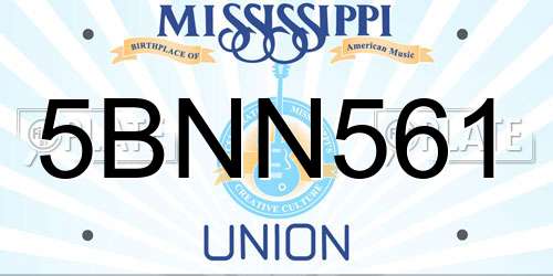 5BNN561 Mississippi License Plate