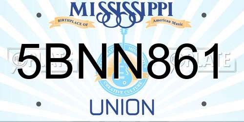5BNN861 Mississippi License Plate