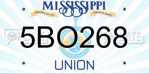 5BO268 Mississippi License Plate