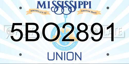 5BO2891 Mississippi License Plate