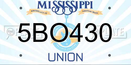 5BO430 Mississippi License Plate