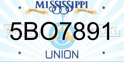 5BO7891 Mississippi License Plate