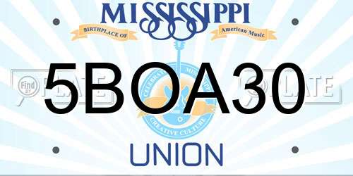 5BOA30 Mississippi License Plate