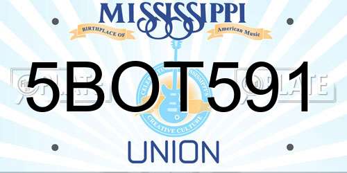 5BOT591 Mississippi License Plate