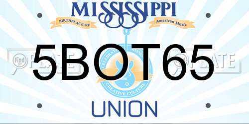 5BOT65 Mississippi License Plate