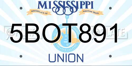 5BOT891 Mississippi License Plate