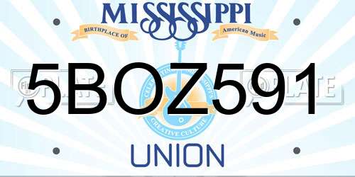 5BOZ591 Mississippi License Plate