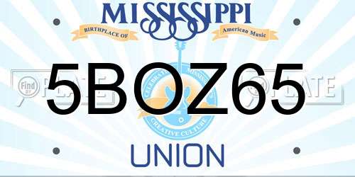 5BOZ65 Mississippi License Plate