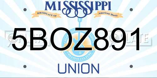 5BOZ891 Mississippi License Plate
