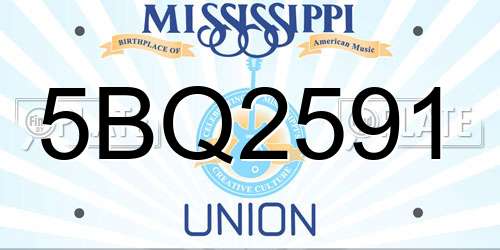 5BQ2591 Mississippi License Plate