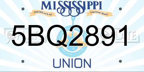 5BQ2891 Mississippi License Plate
