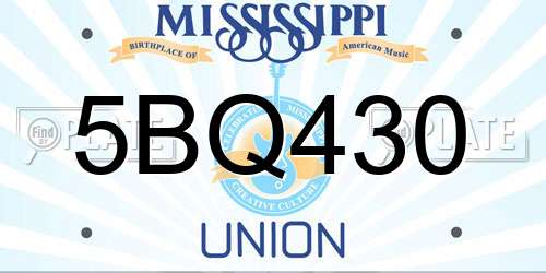 5BQ430 Mississippi License Plate