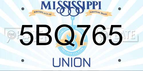 5BQ765 Mississippi License Plate