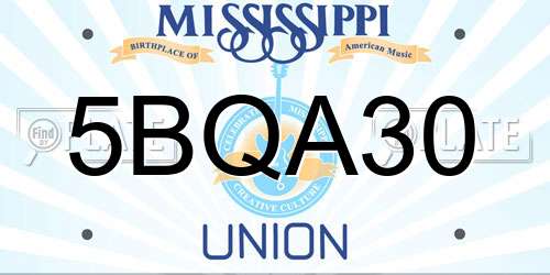 5BQA30 Mississippi License Plate