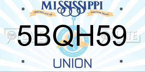 5BQH59 Mississippi License Plate