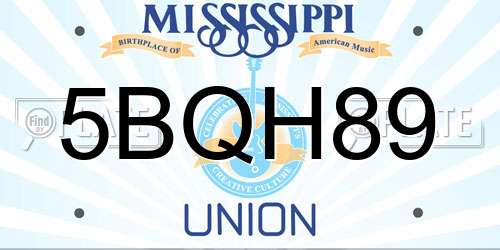 5BQH89 Mississippi License Plate