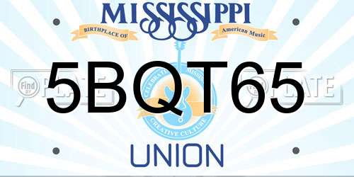 5BQT65 Mississippi License Plate