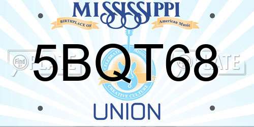 5BQT68 Mississippi License Plate
