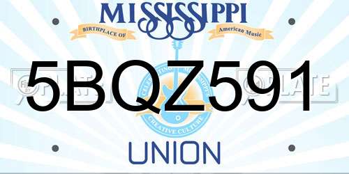 5BQZ591 Mississippi License Plate