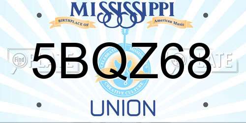 5BQZ68 Mississippi License Plate