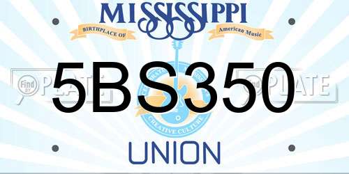 5BS350 Mississippi License Plate