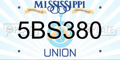 5BS380 Mississippi License Plate