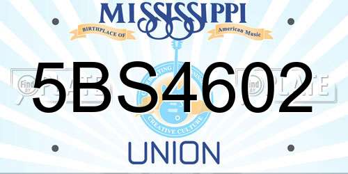 5BS4602 Mississippi License Plate