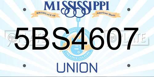5BS4607 Mississippi License Plate