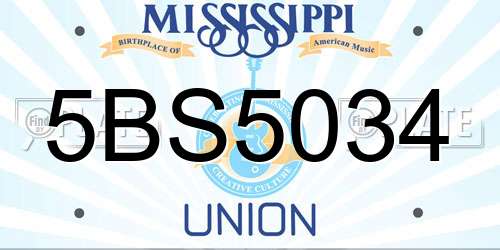 5BS5034 Mississippi License Plate