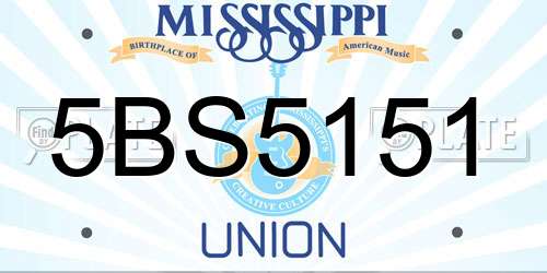 5BS5151 Mississippi License Plate