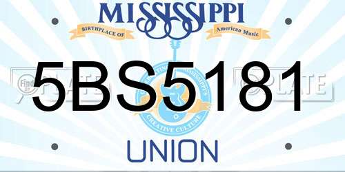 5BS5181 Mississippi License Plate