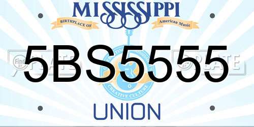 5BS5555 Mississippi License Plate
